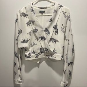 NWT Sheike Tiger Print Crop Blouse Top
